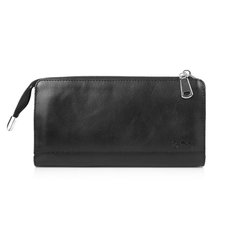 Зручний шкіряний гаманець на блискавці чорного кольору
