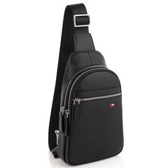 Мужская сумка-слинг через плечо натуральная кожа Tiding Bag SM8-830A Черный