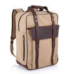 Сумка-рюкзак трансформер, канвас и кожа RC-3943-4lx TARWA песочный с коричневым