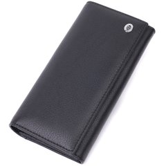 Лаконічний жіночий гаманець горизонтального формату з натуральної шкіри ST Leather 22513 Чорний