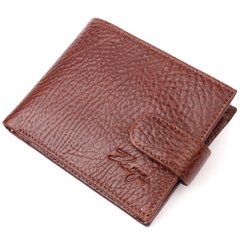 Практичний чоловічий гаманець з хлястиком із натуральної шкіри KARYA 21075 Світло-коричневий