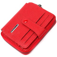 Чудовий гаманець із натуральної зернистої шкіри KARYA 20975 Червоний