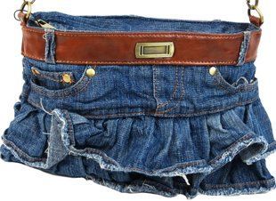 Небольшая джинсовая сумка в форме женской юбки Fashion jeans bag синяя
