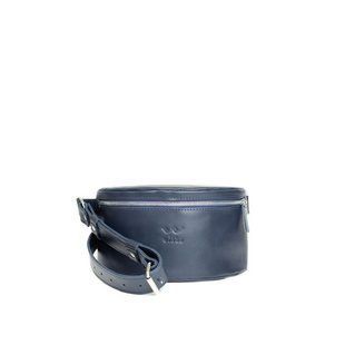 Натуральная кожаная поясная сумка синяя Blanknote TW-BeltBag-blue-ksr