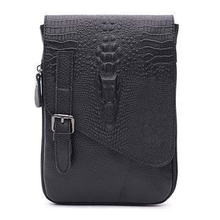 Мужская вертикальная кожаная сумка Keizer K15219bl-black через плечо в городском стиле из Тайваня