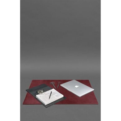 Накладка на стол руководителя - Натуральный кожаный бювар 1.0 Бордовый Crazy Horse Blanknote BN-BV-1-vin-kr