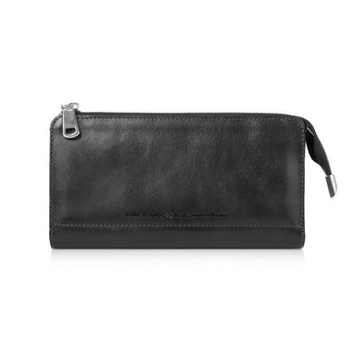 Зручний шкіряний гаманець на блискавці чорного кольору