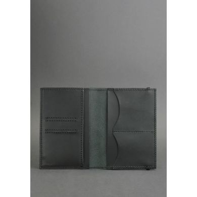 Обложка для паспорта 2.0 черная, Графит (кожа) + блокнотик Blanknote BN-OP-2-g