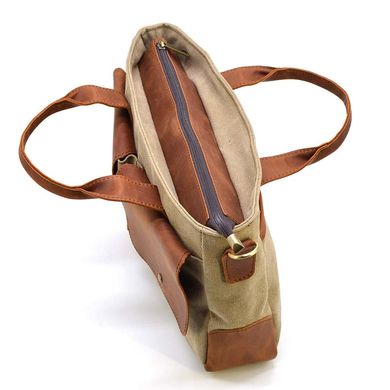 Чоловіча сумка з канвас та кінської шкіри TARWA RbSc-3990-3md коньяк Коньячний