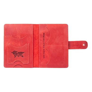 Кожаное портмоне для паспорта / ID документов HiArt PB-02/1 Shabby Red Berry "World Map"