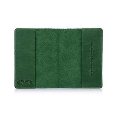 Оригинальная кожаная обложка для паспорта зеленого цвета с художественным тиснением"Mehendi Art"