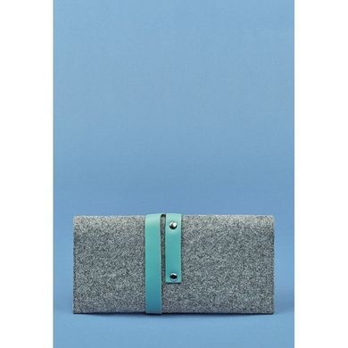 Тревел-кейс Voyager 1.0 сірий фетр + бірюзова шкіра тиффани Blanknote BN-TK-1-felt-tiffany