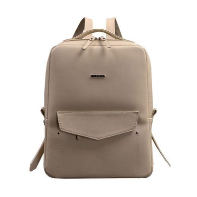 Натуральный кожаный женский городской рюкзак на молнии Cooper светло-бежевый краст Blanknote BN-BAG-19-light-beige