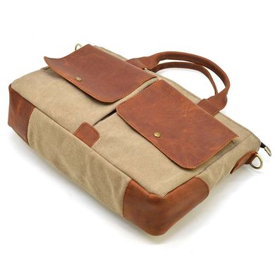 Чоловіча сумка з канвас та кінської шкіри TARWA RbSc-3990-3md коньяк Коньячний