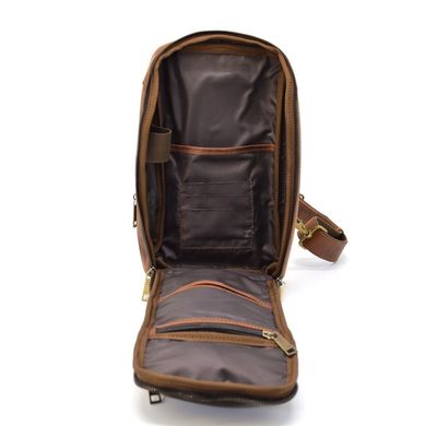 Шкіряний рюкзак слінг на одне плече TARWA RY-0910-4lx Коньячний