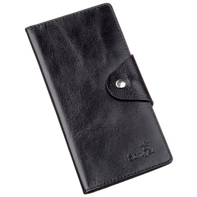 Бумажник мужской вертикальный из кожи алькор на кнопках SHVIGEL 16173 Черный