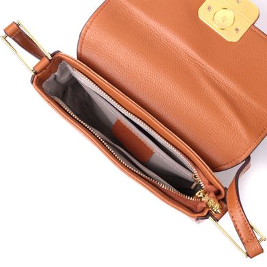 Модная сумка с жестким каркасом из натуральной кожи Vintage 22390 Коричневая