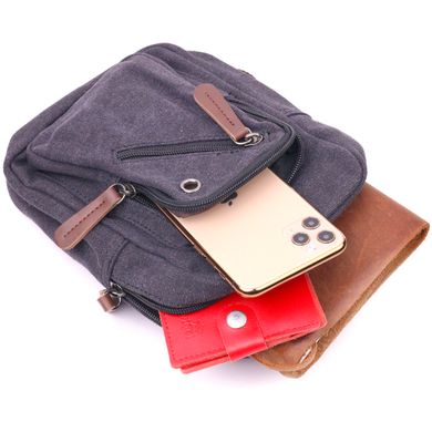 Мужская небольшая сумка через плечо из плотного текстиля 21229 Vintage Черная