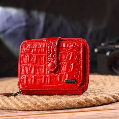 Оригинальное женское портмоне из натуральной фактурной кожи CANPELLINI 21489 Красное