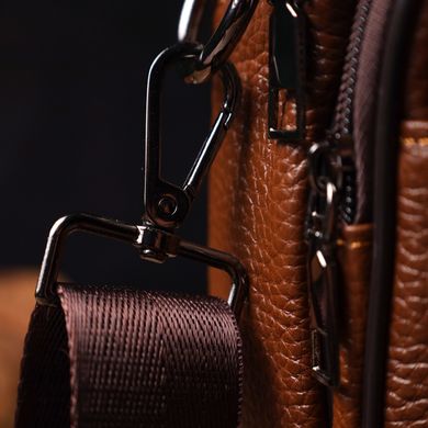 Стильная вертикальная мужская сумка из натуральной кожи Vintage 21954 Светло-коричневая