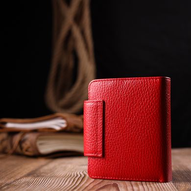 Удобный женский кошелек из зернистой натуральной кожи KARYA 21125 Красный