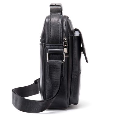 Вертикальная мужская сумка в плотной коже Vintage 20366 Черная