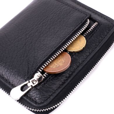 Жіночий шкіряний гаманець на блискавці з металевим логотипом виробника ST Leather 19483 Чорний