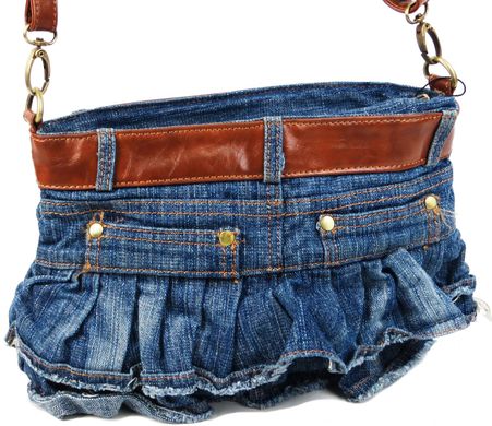 Небольшая джинсовая сумка в форме женской юбки Fashion jeans bag синяя