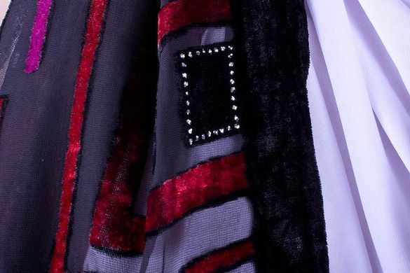 Бордово-черный бархатный шарф для женщин ETERNO ES0206-6-12, Черный