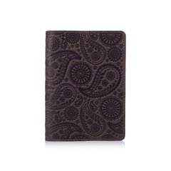 Оригінальна шкіряна коричнева обкладинка для паспорта з художньою тисненням "Buta Art"
