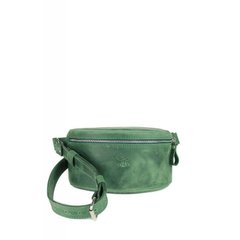 Натуральна шкіряна поясна сумка зелена вінтажна Blanknote TW-BeltBag-green-crz