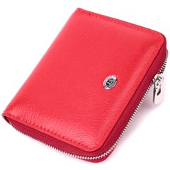 Шкіряний жіночий гаманець на блискавці з металевим логотипом виробника ST Leather 19484 Червоний
