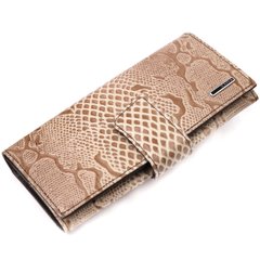 Лакований жіночий гаманець із натуральної фактурної шкіри KARYA 21026 Бежевий