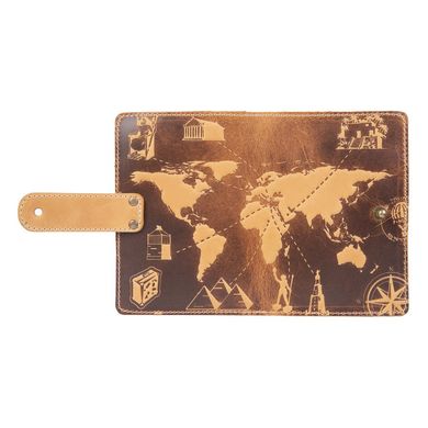 Шкіряне портмоне для паспорта / ID документів HiArt PB-02/1 Shabby Honey "7 wonders of the world"