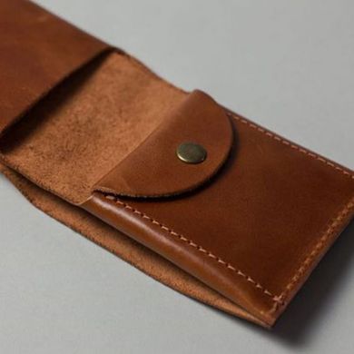 Натуральный кожаный кошелек Mini с монетницей светло-коричневый Blanknote TW-CW-Mini-kon-ksr