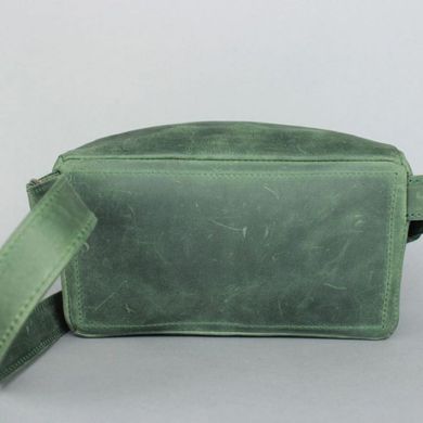 Натуральная кожаная поясная сумка зеленая винтажная Blanknote TW-BeltBag-green-crz