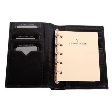 Портмоне-блокнот чоловіче шкіряне Vip Collection 65 Platinum Чорне 65.A.PL