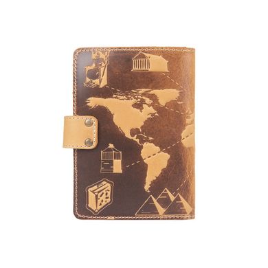Кожаное портмоне для паспорта / ID документов HiArt PB-02/1 Shabby Honey "7 wonders of the world"