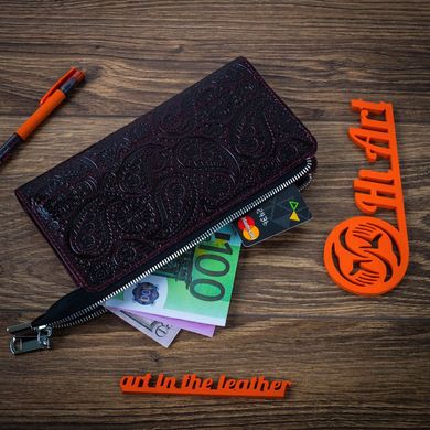 Гарний шкіряний гаманець на блискавці фіолетового кольору, колекція "Buta Art"