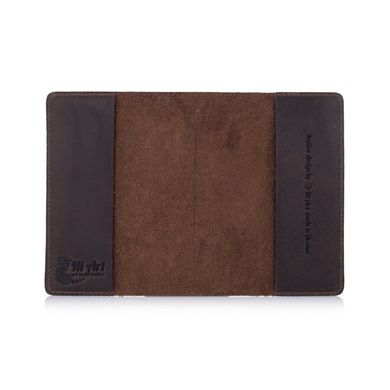 Оригінальна шкіряна коричнева обкладинка для паспорта з художньою тисненням "Buta Art"