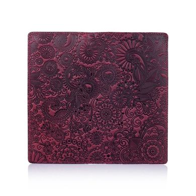Гарний фіолетовий гаманець з натуральної шкіри з авторським художнім тисненням "Mehendi Art"
