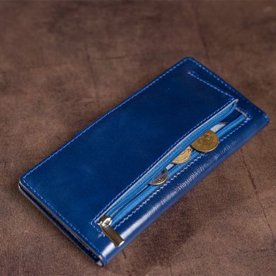 Гаманець унісекс вертикальний зі шкіри Алькор на кнопках SHVIGEL 16174 Синій