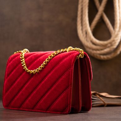 Горизонтальна сумка-клатч зі шкірозамінника з велюром Vintage sale_14944 Червона