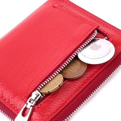 Шкіряний жіночий гаманець на блискавці з металевим логотипом виробника ST Leather 19484 Червоний