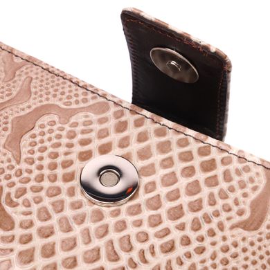 Лакированный женский кошелек из натуральной фактурной кожи KARYA 21026 Бежевый