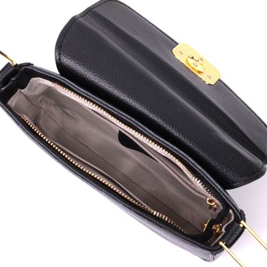 Лаконичная сумка с жестким каркасом из натуральной кожи Vintage 22391 Черная