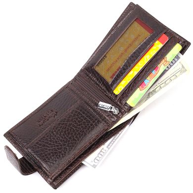 Мужской кошелек с хлястиком из натуральной кожи KARYA 21076 Коричневый