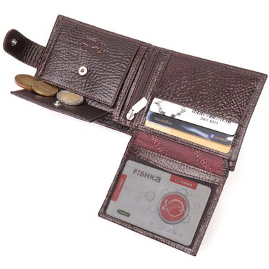 Чоловічий гаманець з хлястиком із натуральної шкіри KARYA 21076 Коричневий