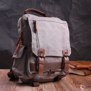 Оригінальна сумка через плече із щільного текстилю Vintage 22442 Сірий