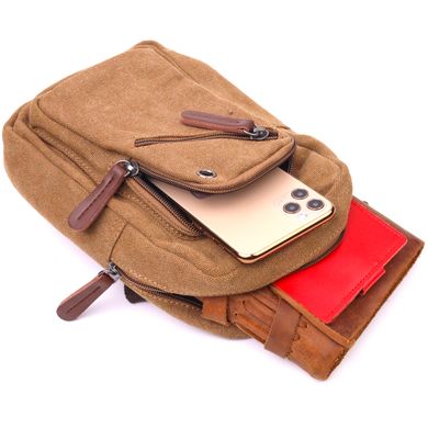 Практичная мужская сумка через плечо текстильная 21230 Vintage Коричневая